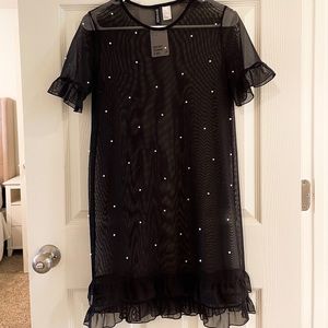 Black Sheer Dress with Pearls